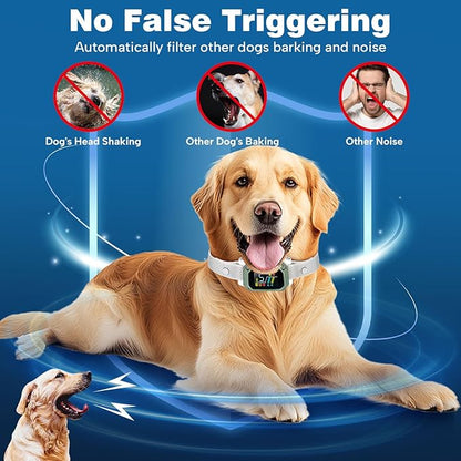 Dog Bark Collar for Large Medium Small Dogs, Rechargeable Smart Bark Collar, Anti Barking Training Collar with Adjustable Sensitivity Beep Vibration Shock