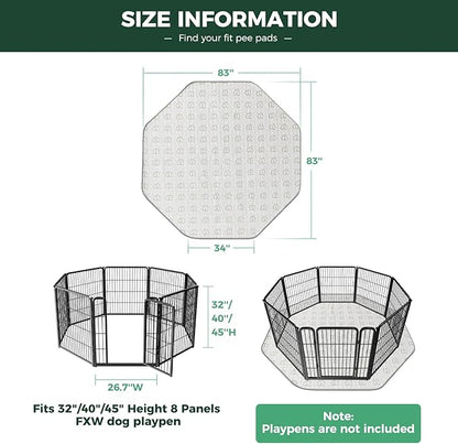 FXW Washable Pee Pads for Dogs, Leak-Proof & Non-Slip, Specifically Designed for FXW Rollick/Homeplus 32/40/45inch 8 Panels Dog Playpen, 34" Octagon, Khaki, 1 Pack