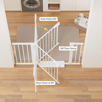 Cumbor 48" Auto Close Baby Gate & Cumbor 2 Pack 48" Dog Gate, Durable Child Gate for Stairs, Doorways, Easy Walk Thru Dog Gate for House for Doorways