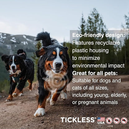 Tickless EcoPet Ultrasonic Tick and Flea Device | Free of Fragrances and Odors | Protection for Cats and Dogs | Lasts 6 Months | Safety in Nature and Cities | On Collar, Harness | for All Pet Sizes