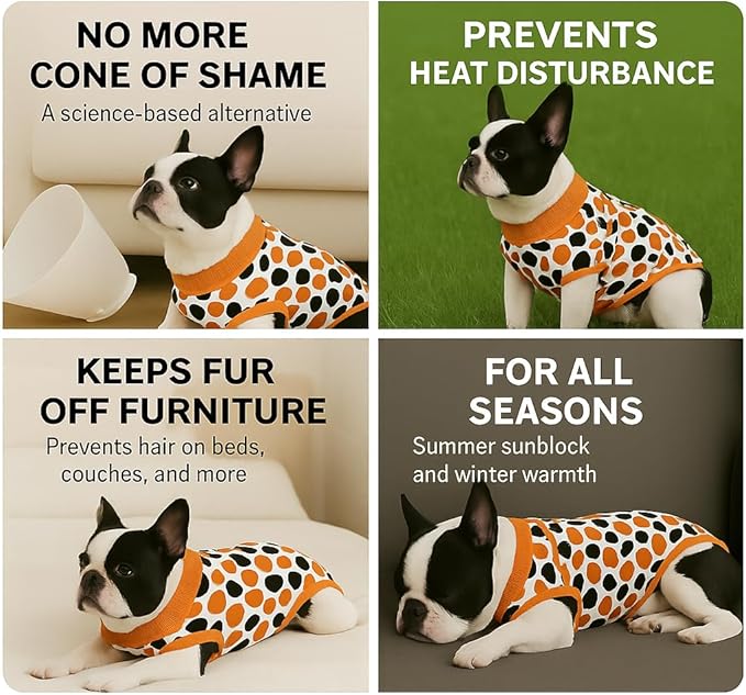 PetWarm Surgery Suit for Dogs Male, Recovery Suit for Female Male Dogs, Dog Onesie After Surgey Spay Neuter Professional Pet Recovery Shirt Dog Abdominal Wounds Bandages, Leopard Pattern, Orange, M