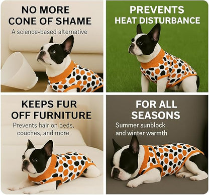 PetWarm Surgery Suit for Dogs Male, Recovery Suit for Female Male Dogs, Dog Onesie After Surgey Spay Neuter Professional Pet Recovery Shirt Dog Abdominal Wounds Bandages, Leopard Pattern, Orange, M