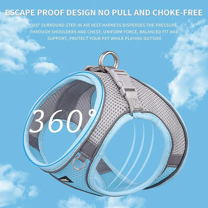 AIITLE Dog Harness, No-Pull Cat Harness with a Leash, Adjustable Reflective Dog Vest, Cat Harness Escape Proof, Outdoor Walking, Running,Training for Extra Small Dogs and House Cats Blue XXXS