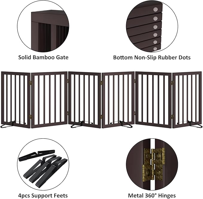 Freestanding Pet Gate 55-110" Extre Wide, Foldable Dog Gate for the Doorways House, Pet Gates for Dogs, Doogie Puppy Fence Gate