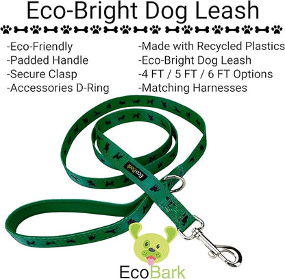 EcoBark Dog Leash - Soft & Reflective Comfort Leash with Padded Handle - Safe, Strong, & Durable for Small, Medium or Large Dogs (Forest Green)