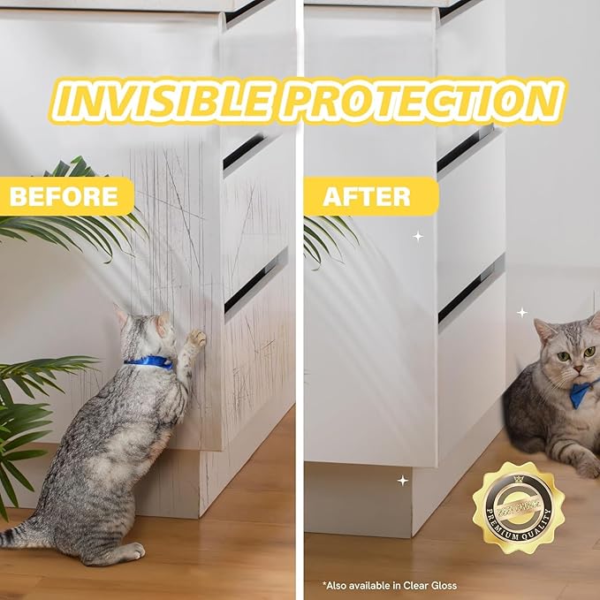 yongjoy Door Protector from Dog Scratching - Cat Scratch Door Frame Single Side Adhesive Protector Anti Dog Scratch Door Guard for Dogs Clear - 394" x 8.2"