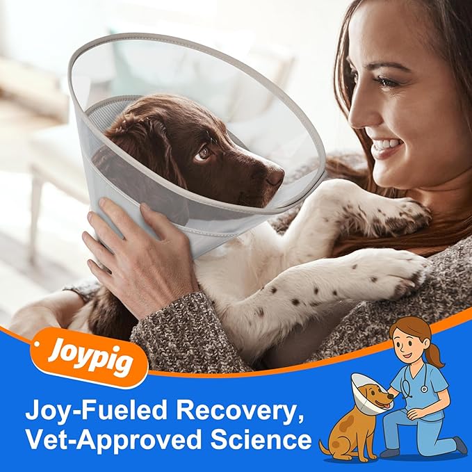 Dog Cone Collar with Soft Liner to Stop Licking, Elizabeth Recovery Collar After Surgery for Large Medium Dogs, Comfortable Pet Head Cone Alternative for Neutering Spay Injury (S)