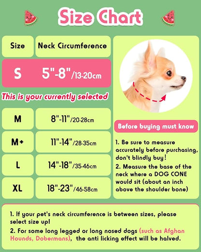 Inflatable Dog Pillow Cone Collar After Surgery, Donut Soft Neck Cone for Chihuahua Pomeranian Small Dogs, etc, Recovery E Collar to Stop Licking Watermelon