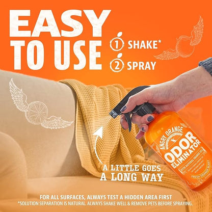 Angry Orange Pet Odor Eliminator for Strong Odor - Citrus Deodorizer for Strong Dog or Cat Pee Smells on Carpet, Furniture & Indoor Outdoor Floors - 2 Pack - Puppy Supplies