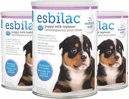 PetAg Esbilac Puppy Milk Replacer Powder - 12 oz, Pack of 3 - Powdered Puppy Formula with Prebiotics, Probiotics & Vitamins for Puppies Newborn to Six Weeks Old - Easy to Digest