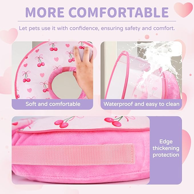 Inflatable Recovery Dog Cone Collar for Large Medium Dogs After Surgery, Soft Dog Donut Collar Adjustable Recovery Bone for Pets, Prevent from Biting & Scratching（Pink M）