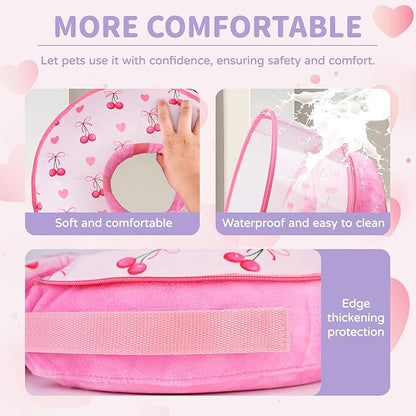 Inflatable Recovery Dog Cone Collar for Large Medium Dogs After Surgery, Soft Dog Donut Collar Adjustable Recovery Bone for Pets, Prevent from Biting & Scratching (Pink, M+)