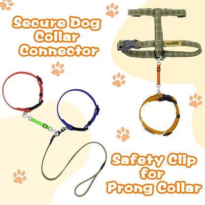 Saintrygo 5 Pcs Safety Dog Collar Clips Prong Collar Backup Clips Adjustable Reflective Nylon Harness Connector Metal Double Ended Backup Clasp for Harness Pet(Bright Color)