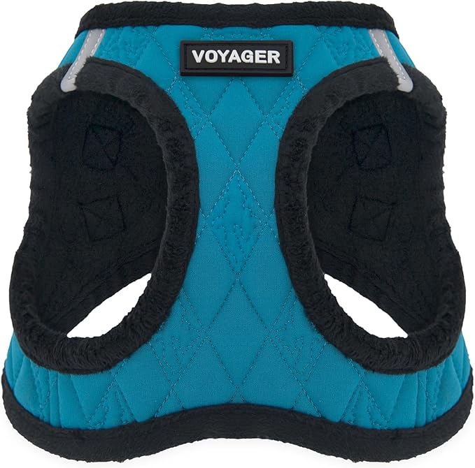 Best Pet Supplies - All Weather Plush, Reflective, No Pull Harness for Small, Medium Dogs, Cats - Secure with Hook & Loop Fastener, Buckle, Double D-Rings - Turquoise Plush, XS
