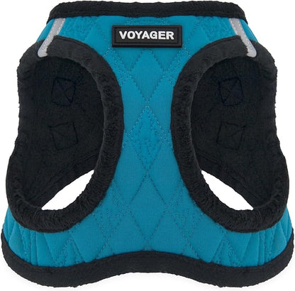 Best Pet Supplies - All Weather Plush, Reflective, No Pull Harness for Small, Medium Dogs, Cats - Secure with Hook & Loop Fastener, Buckle, Double D-Rings - Turquoise Plush, S