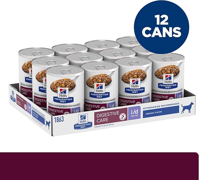 Hill's Prescription Diet i/d Low Fat Digestive Care Wet Dog Food, Chicken, 13 oz. Cans, 12-Pack