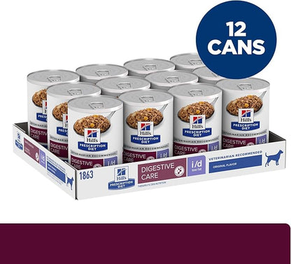 Hill's Prescription Diet i/d Low Fat Digestive Care Wet Dog Food, Chicken, 13 oz. Cans, 12-Pack