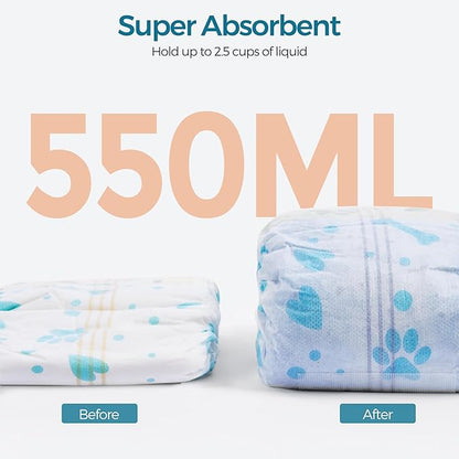 Bestle Male Dog Wrap, Disposable Dog Diapers, 40 Count, XS (Waist 10.6”-16.6”), Wetness Indicator, Ultra Protection, Leak Proof, Super Absorbent, Soft