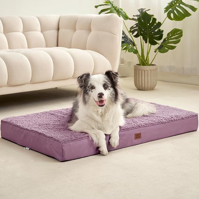 EHEYCIGA Orthopedic XL Dog Beds for Extra Large Dogs with Removable Washable Cover for Crate, Fog Purple, 41x27