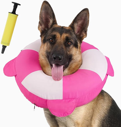 IECOii Inflatable Dog Cone for Large Dogs, Surgery Recovery Donut Soft Neck Cone to Stop Licking and Scratching, Comfy Dog Neck Collar Alternative for Post-Surgical Care, Rosered, XL