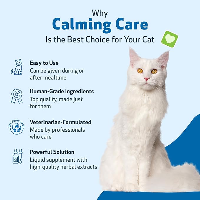 Pet Wellbeing Calming Care for Cats - Vet-Formulated Behavioral Support - Feline Stress Support, Emotional Wellness - Ashwagandha & Holy Basil Adaptogen - Holistic Cat Supplement 2 oz (59ml)