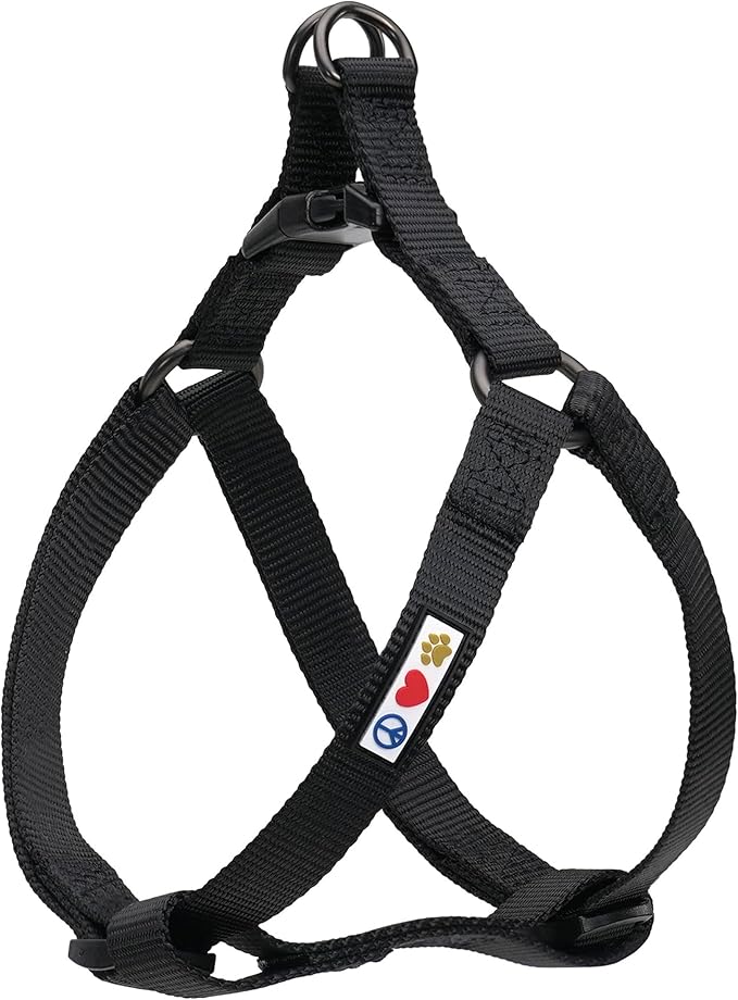 Pawtitas Solid Step-in Dog Harness – Adjustable No-Pull Vest for Puppies to Seniors, Safe & Comfortable L Black