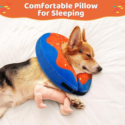 Gimars Large Inflatable Dog Cone Alternative Dog Donut Collar After Surgery, Soft Neck Pillow Recovery Cone, Elizabethan Collar Alternative for Medium and Large, L Neck:12"-18"
