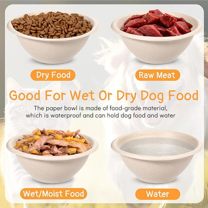200 Pcs Disposable Pet Bowls Bulk 8 Oz Travel Paper Food Bowls for Small Dogs Puppy Cat, Leakproof Pet Feeding and Watering Supplies 1 Cup