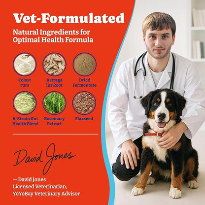Dog Allergy Relief Chews – 180 Soft Chews, Salmon & Blueberry Flavor - Immune Support & Itch Relief with Colostrum, Astragalus Root, 6-Strain Gut Health Blend