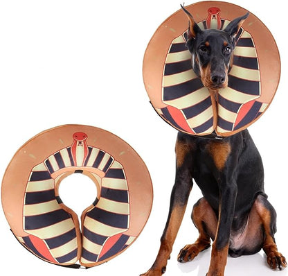 EXPAWLORER X-Large Widen Soft Dog Cone Collar - Inflatable Dog Neck Donut Collar Alternative After Surgery to Stop Licking,Adjustable Protective Recovery E Collar(Rharaoh)