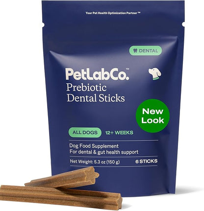 PetLab Co. Dental Sticks – Dog Dental Chews -Target Plaque & Tartar Build-Up at The Source - Designed to Maintain Your Dog’s Oral Health, Keep Breath Fresh and Provide Digestive Help (6 Sticks)