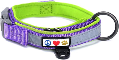 Pawtitas Lumberjack Padded Martingale Collar for Dogs | Soft Neoprene Dog Collar for Your pet's Comfort Made with Reflective Band for Maximum Visibility | Fits Small and Large Pets - Medium Purple