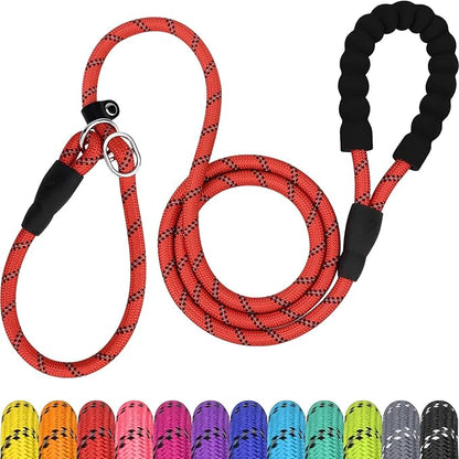 TagME 6ft Slip Dog Lead, No Pull Reflective Training Leash with Padded Handle, Professional Rope P-Leash for Small Medium Large Dogs, Heavy Duty Correction Lead for Walking & Training (Red)