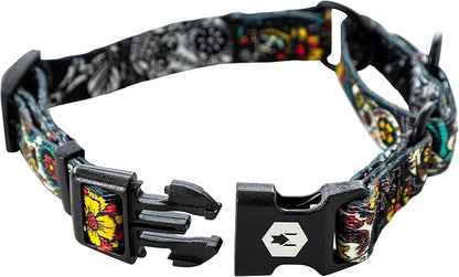 Wolfgang Heavy Duty Martingale Dog Collar with Quick Release Nylon Buckle for Walking & Training, LosMuertos Print, Extra Large