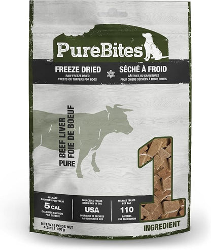 PureBites Beef Liver Freeze Dried Dog Treats, 1 Ingredient, Made in USA, 4.2oz