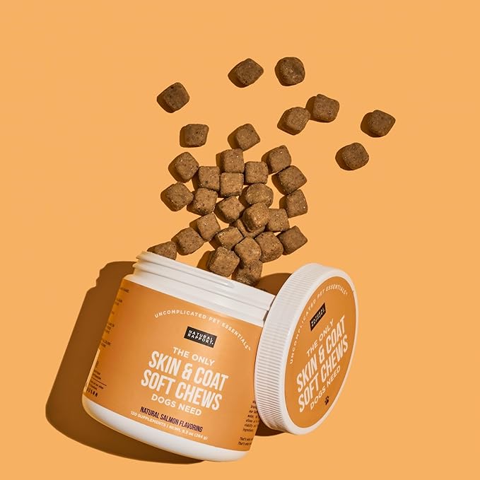 Natural Rapport Dog Skin and Coat Supplement - The Only Skin and Coat Soft Chews Dogs Need - 120ct Treats that Contain Salmon Oil and Omegas 3, 6, & 9