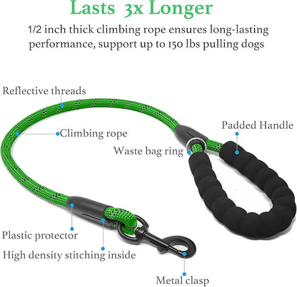 iYoShop Dual Dog Leash - 360° Swivel, No Tangle Walking Leash with Shock Absorbing Bungee for Two Dogs (Large, 25-150 lbs, Emerald)