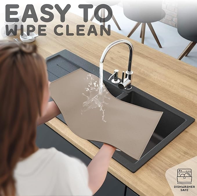 Dog Food Mat - 28x18 Raised Edges Dogs Mat for Food and Water Prevent Spill, Waterproof Cat Food Mats Protect Floors, Easy Clean Dog Bowl Mats for Food and Water, Silicone Pet Feeding Placemats
