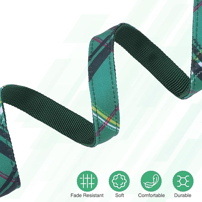 Dog Collar and Leash Set for Small Dogs, Adjustable Soft Puppy Collar with Quick Release Buckle, 5FT Heavy Duty Nylon Matching Leash for Boy Girl Chihuahua, Yorki, Bulldog, Green S