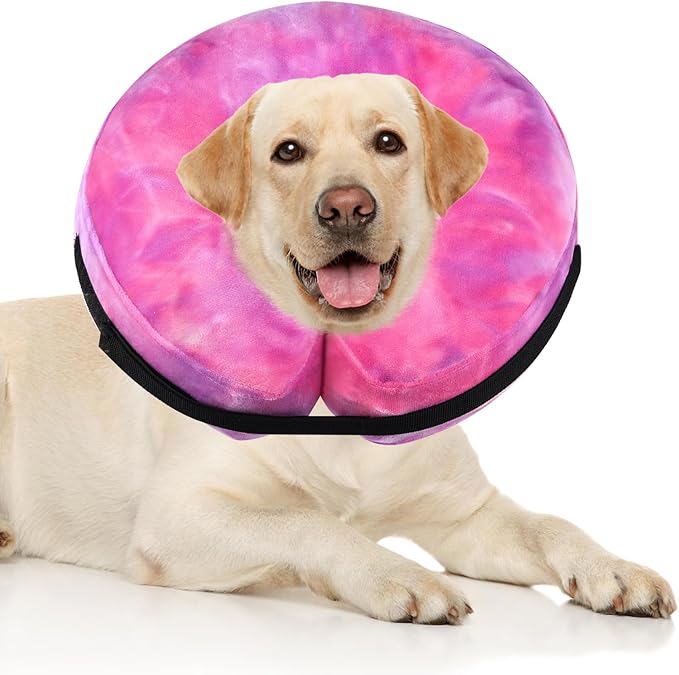 Inflatable Dog Recovery Collar, Dog Cone Collar for After Surgery, Prevent Dogs from Biting & Scratching Wound E-Collars to Help with Healing Soft Pet Recovery Collar Does