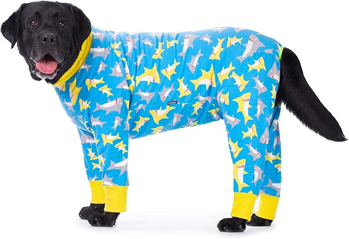 Dog Pajamas Jumpsuit for Medium Large Dogs,Lightweight Dog Pjs Clothes Apparel Onesies,Shirt for Large Size Dogs After Surgery, Full Belly (34 (Chest 35.04 in | Backlength 23.62 in), Blue Dinosaur)