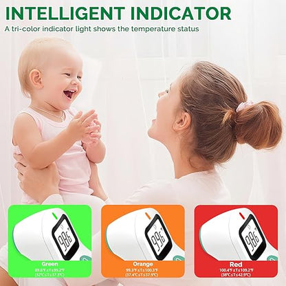 Greetmed No Touch Forehead Digital Thermometer for Adults, Kids with Fever Alarm, 1s Instant Reading Large LCD Display, Multi-Mode Object Temperature (Batteries Included)
