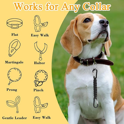 BLMHTWO Dog Collar Safety Clip, Double-Ended Harness to Collar Safety Clip, Handmade Backup Strap Dog Harness Connector for Prong, Leashes, Walking, Running and Hiking (Black)