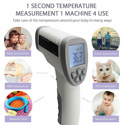 CLOC Non-Contact Infrared Thermometer SK-T008 - Both for Body and Object - Test Celsius & Fahrenheit - Battery Included - White.