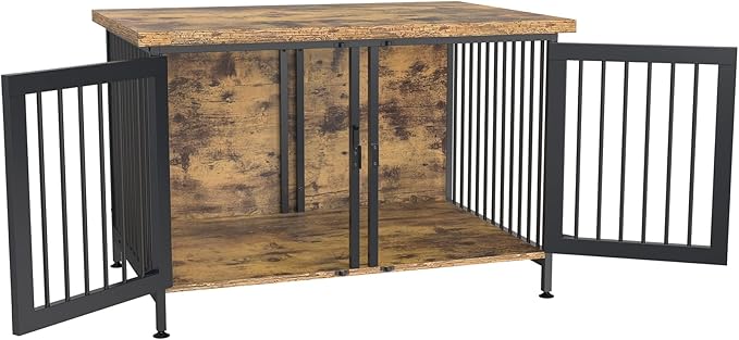 GDLF Double Dog Crate with Divider for 2 Small or 1 Dog, Furniture Style Kennel Indoor Cage with Removable Panel (Int.dims:36.2”Wx24.5”Dx21”H)