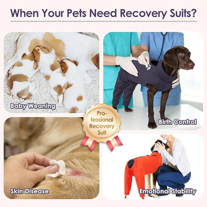 KOESON Dog Recovery Suit Hind Leg, Recovery Sleeve for Female Male Dogs, Pet Leg Sleeve to Stop Licking, Pet Rear Leg Wound Cover, Dog Spay Onesie for Wound Heal Care
