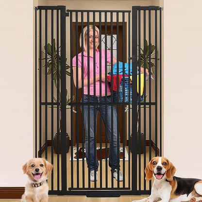 SHYUJAJIE 71 Inch Extra Tall Pet Gate for Cats, 29.5-48" Adjustable Wide Dog Gates, Pressure Mounted Walk Through Tall Cat Gate for Doorways,Hallway,Stairs,House（Black）
