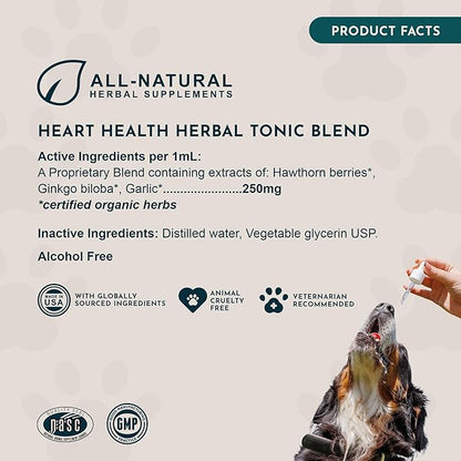 Animal Essentials Heart Health for Dogs & Cats - Cardiovascular Support Supplement, Healthy Heart, Organic Hawthorn Berry, Herbal Tincture - 2 Fl Oz