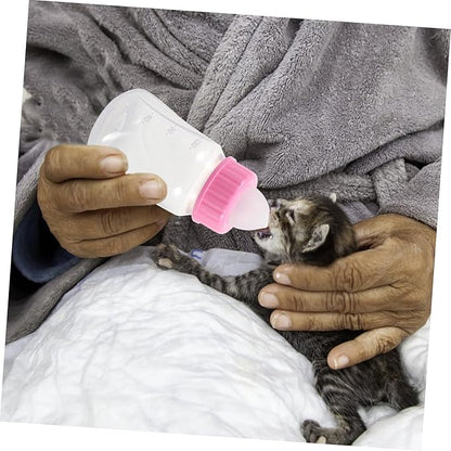 2PCS Kitten Milk Bottle Set Sturdy Cat Nursing Bottles Feeding Nipples for Kittens and Puppies for PET Feeding at Home