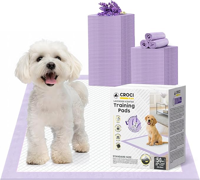 CROCI 22x22in Puppy Pads with Adhesive Tabs, Dog Pee Pads Absorbs Up to 3 Cups Potty Training, Disposable (50 Counts)